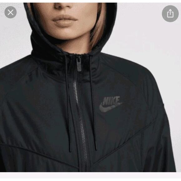 Nike Women’s Full-Zip Hooded Black Windrunner Jacket Sz Medium - Picture 1 of 7